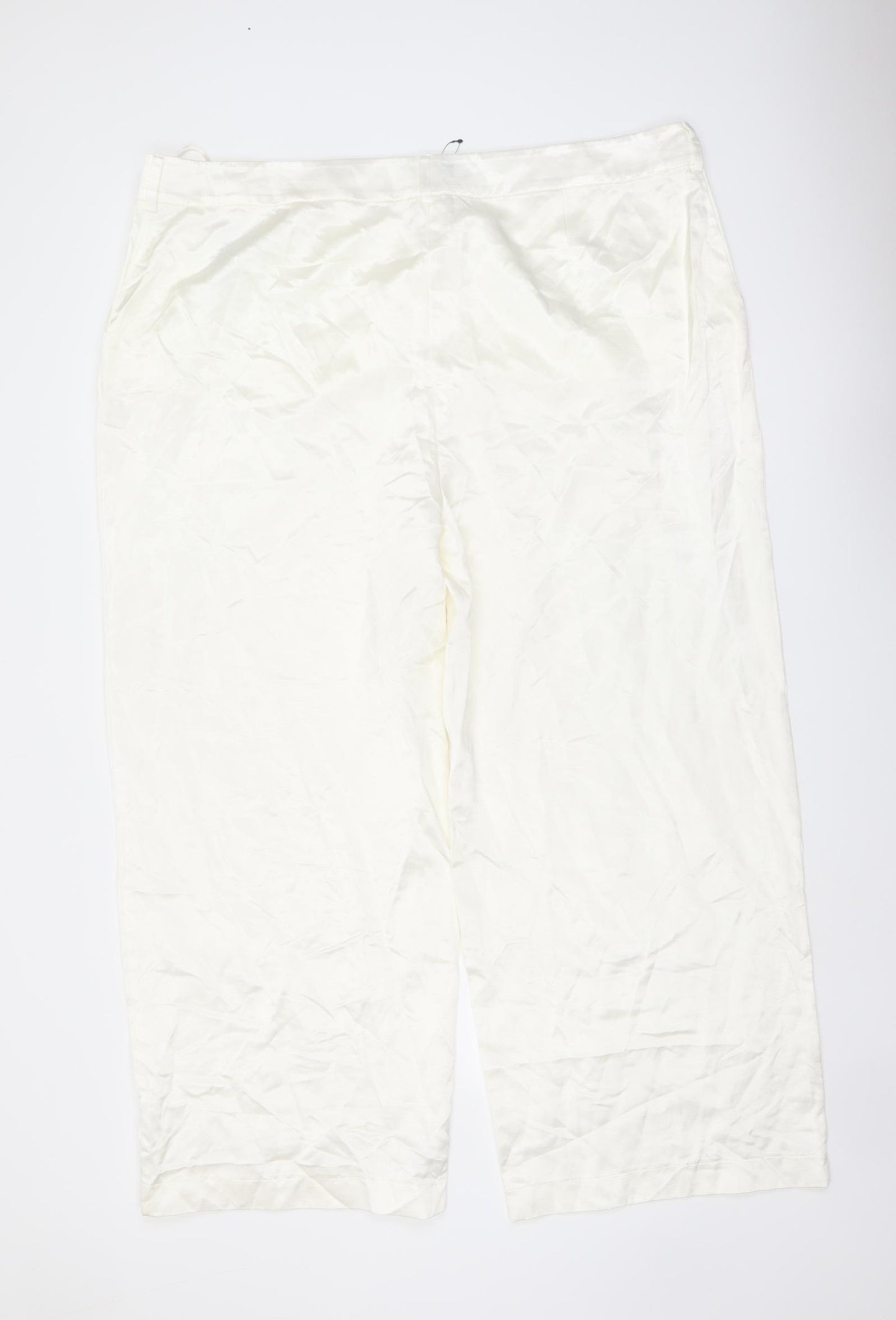 Marks and Spencer Womens Ivory Viscose Trousers Size 24 L27 in Regular Button