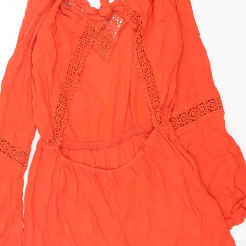 Jane Norman Womens Orange Viscose Playsuit One-Piece Size 10 Pullover - Open Back