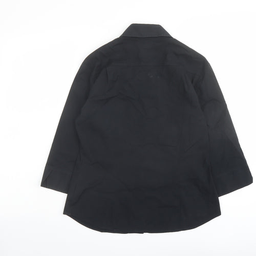 Marks and Spencer Womens Black Cotton Basic Button-Up Size 12 Collared