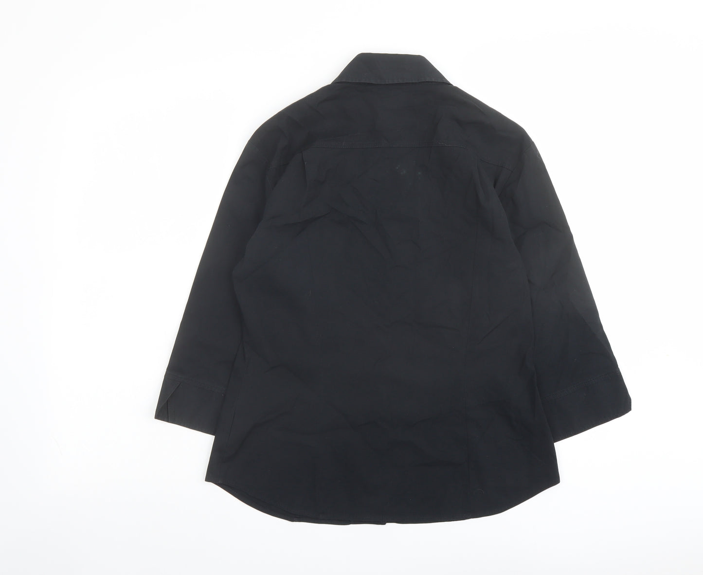 Marks and Spencer Womens Black Cotton Basic Button-Up Size 12 Collared