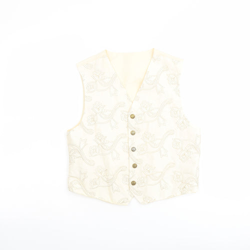 BHS Boys Ivory Floral Jacket Waistcoat Size 11-12 Years Button