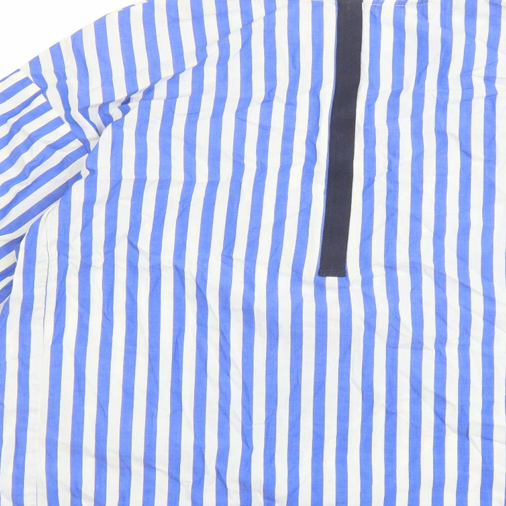 Zara Womens Blue Striped Polyester Basic Blouse Size S Crew Neck