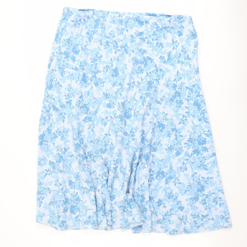 Marks and Spencer Womens Blue Floral Viscose Swing Skirt Size 20