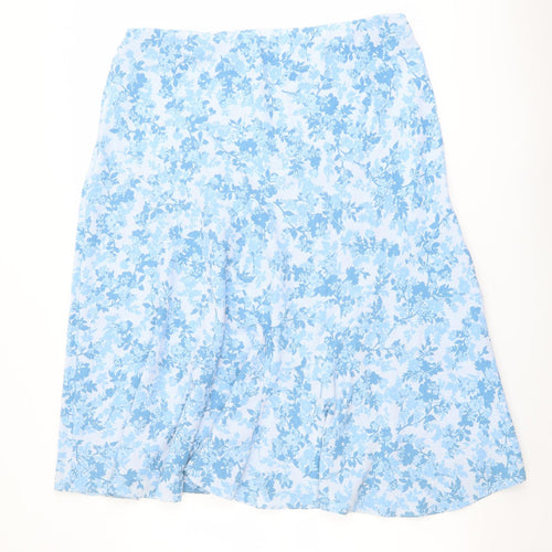 Marks and Spencer Womens Blue Floral Viscose Swing Skirt Size 20