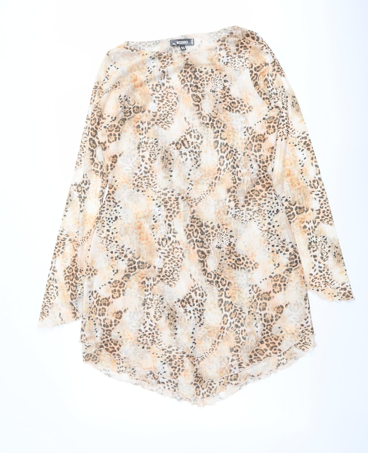 Missguided Womens Orange Animal Print Polyester A-Line Size 16 Round Neck Pullover - Leopard Print