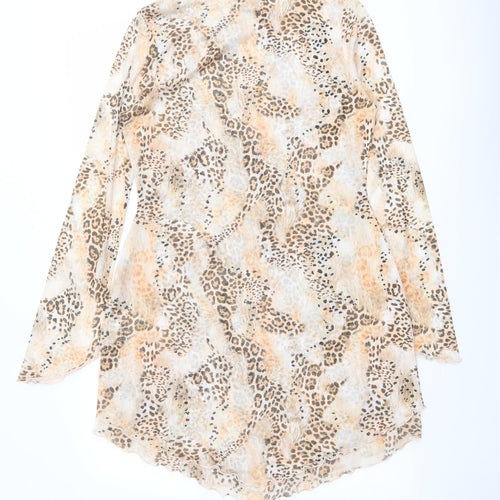 Missguided Womens Orange Animal Print Polyester A-Line Size 16 Round Neck Pullover - Leopard Print