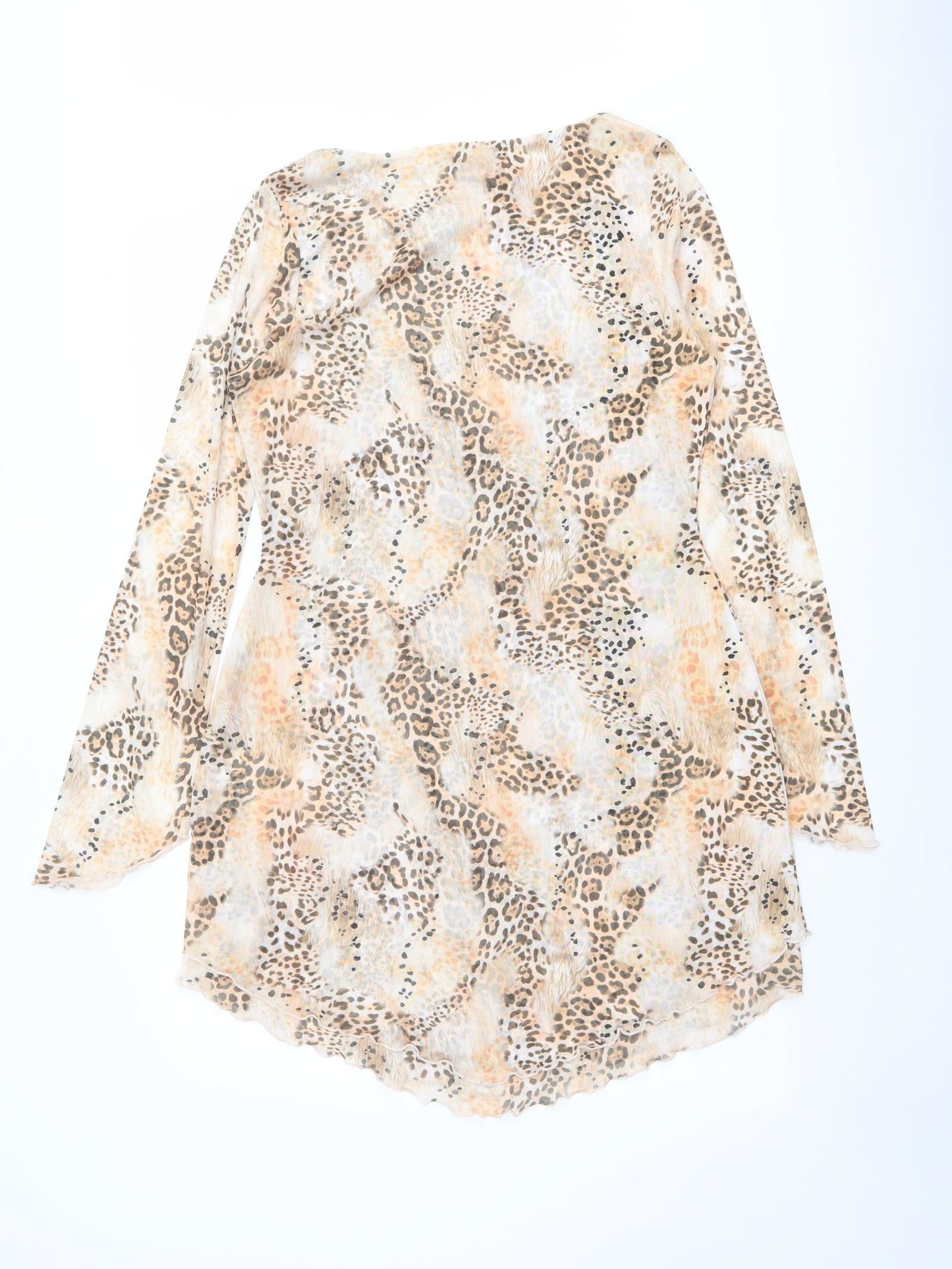 Missguided Womens Orange Animal Print Polyester A-Line Size 16 Round Neck Pullover - Leopard Print