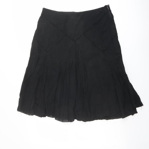 NEXT Womens Black Cotton Swing Skirt Size 10 Zip