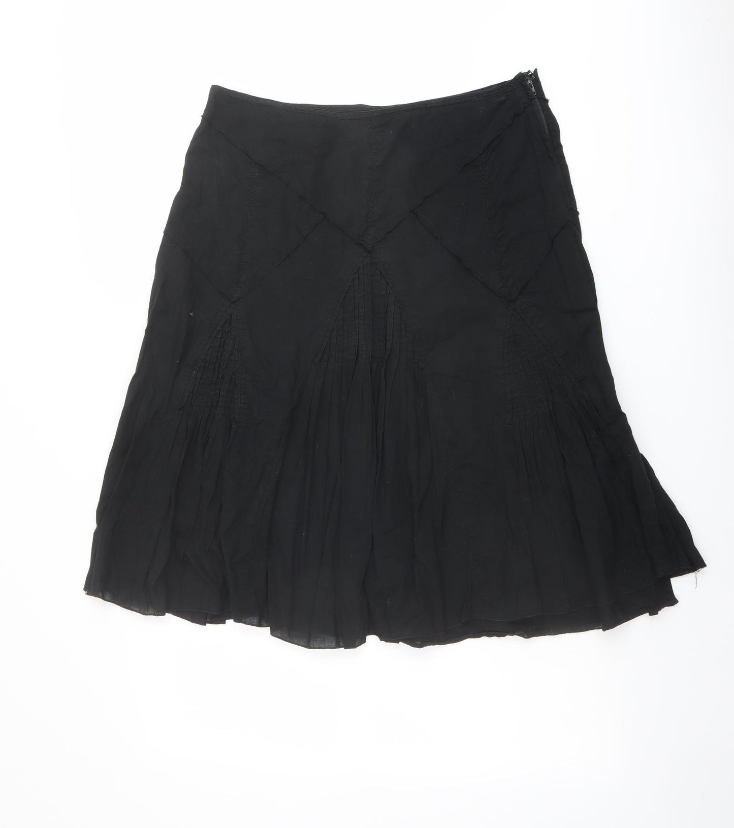 NEXT Womens Black Cotton Swing Skirt Size 10 Zip