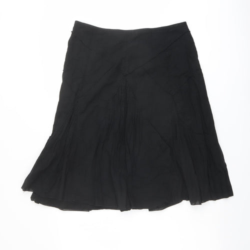 NEXT Womens Black Cotton Swing Skirt Size 10 Zip