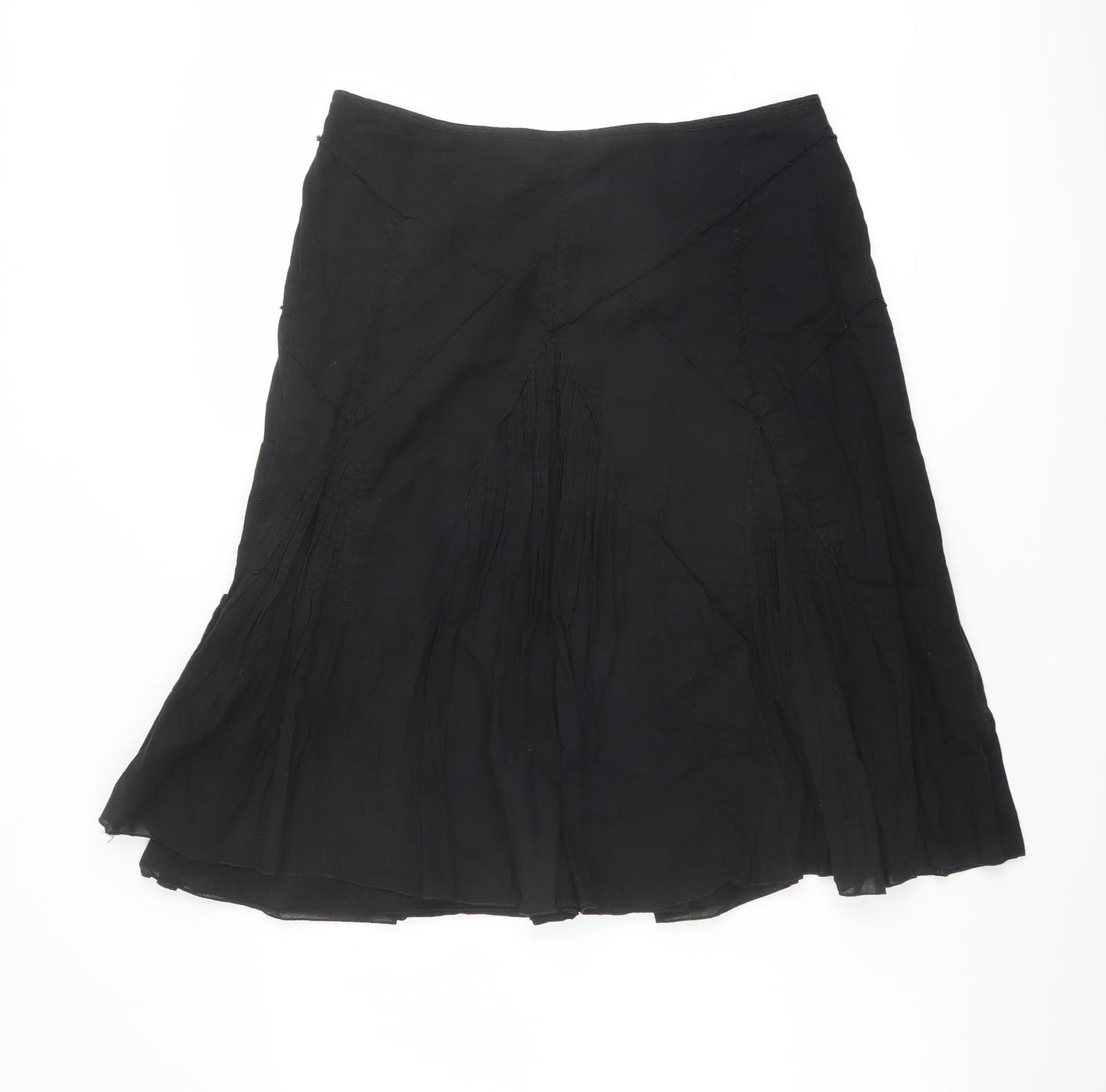NEXT Womens Black Cotton Swing Skirt Size 10 Zip