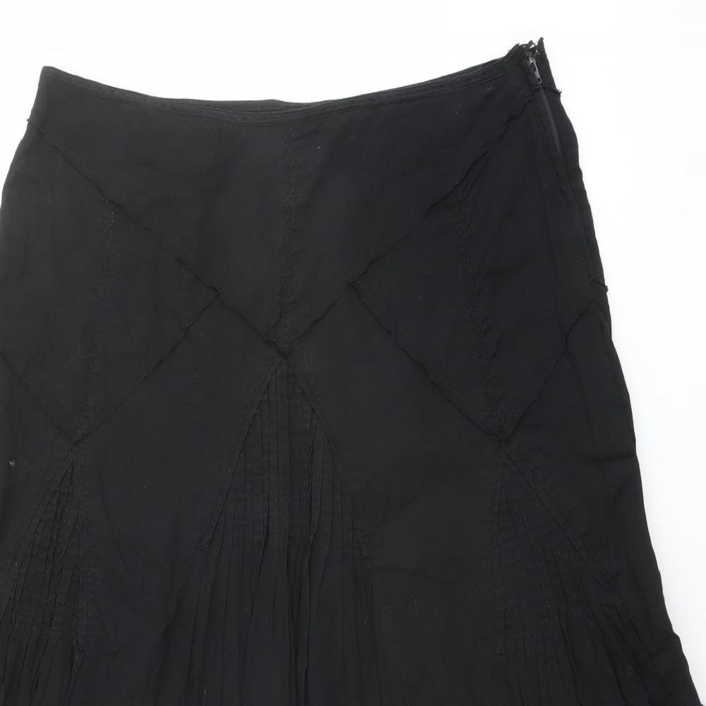 NEXT Womens Black Cotton Swing Skirt Size 10 Zip