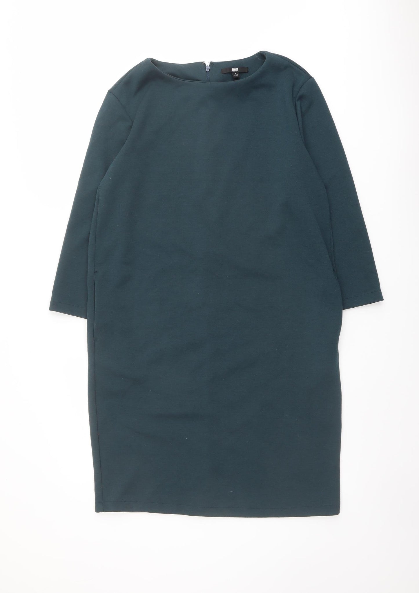 Uniqlo Womens Green Polyester A-Line Size M Round Neck Zip