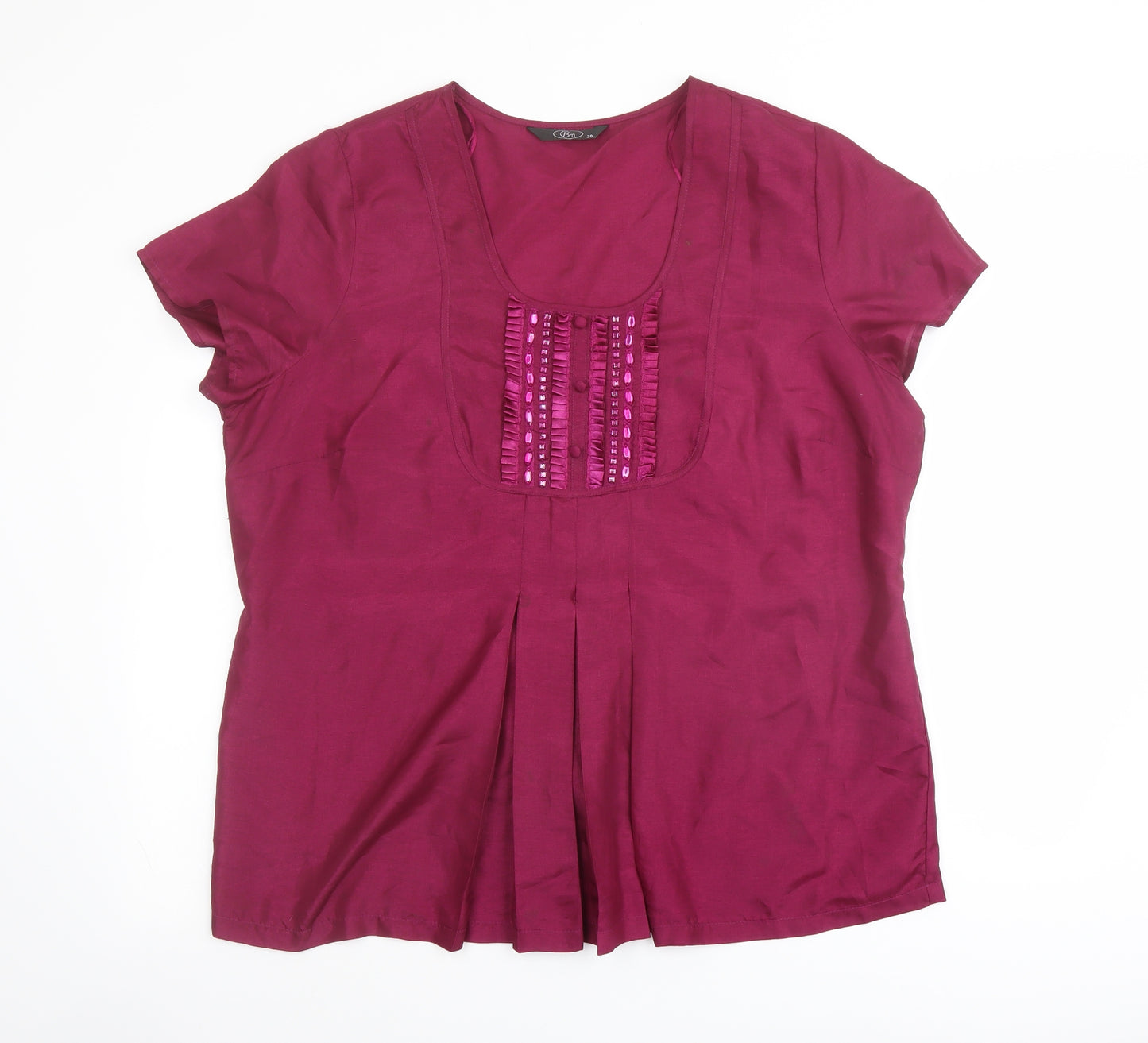 Bonmarché Womens Purple Polyester Basic Blouse Size 20 Scoop Neck