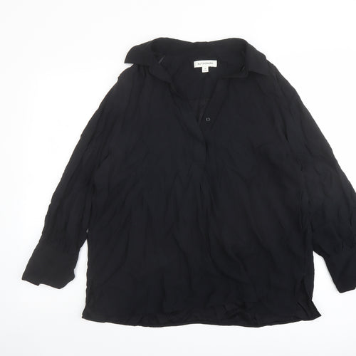 Autograph Womens Black Viscose Basic Blouse Size 16 Collared