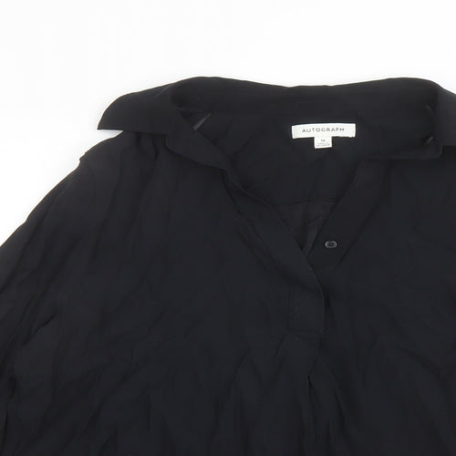 Autograph Womens Black Viscose Basic Blouse Size 16 Collared
