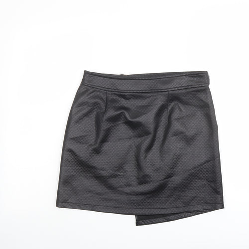ASOS Womens Black Argyle/Diamond Polyester A-Line Skirt Size 10 Button