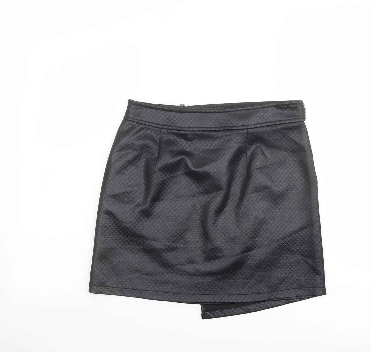 ASOS Womens Black Argyle/Diamond Polyester A-Line Skirt Size 10 Button