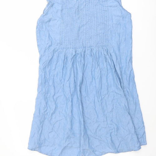 Old Navy Womens Blue Lyocell Tank Dress Size M Round Neck Button