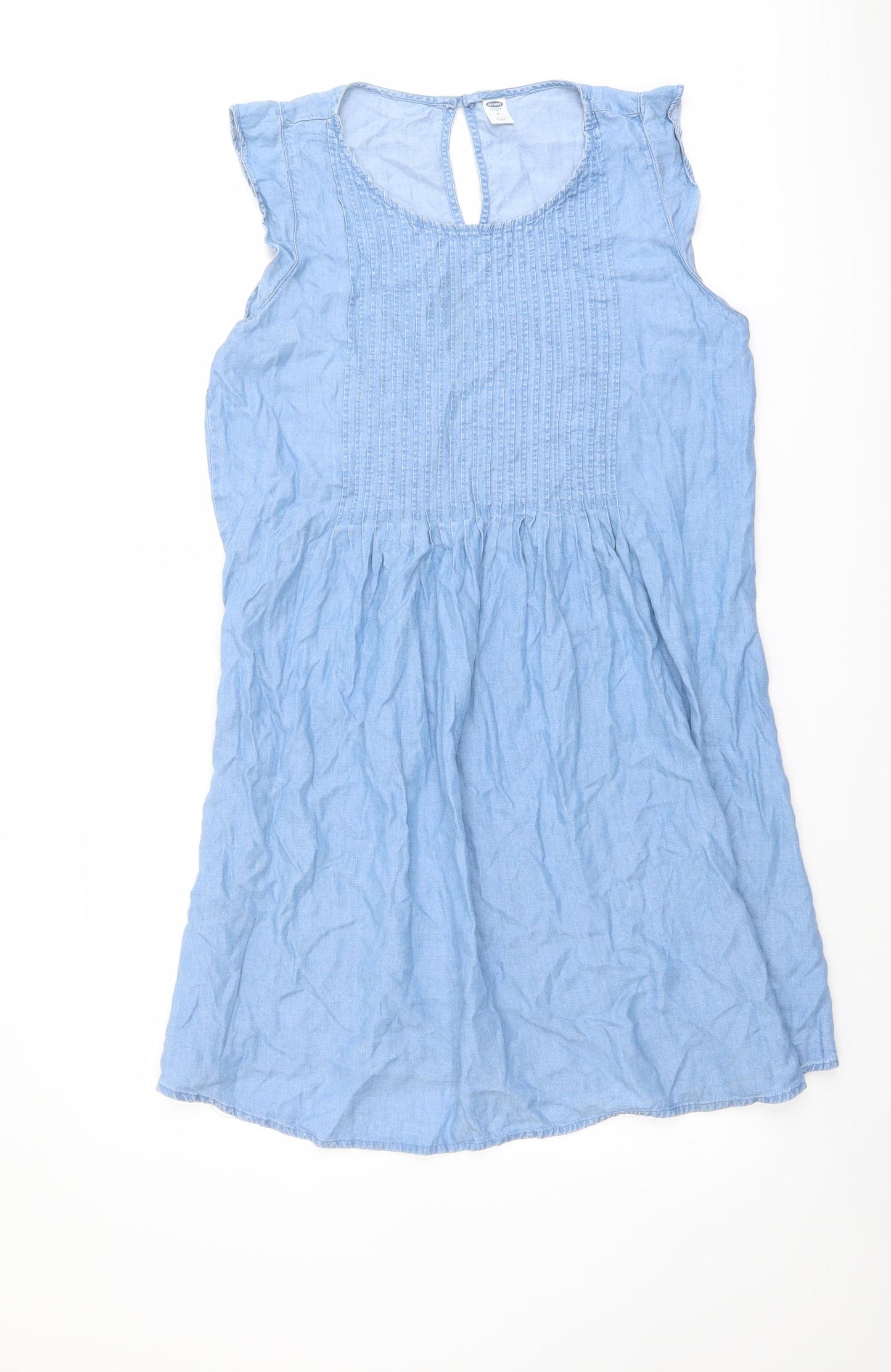 Old Navy Womens Blue Lyocell Tank Dress Size M Round Neck Button