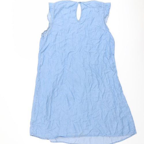 Old Navy Womens Blue Lyocell Tank Dress Size M Round Neck Button