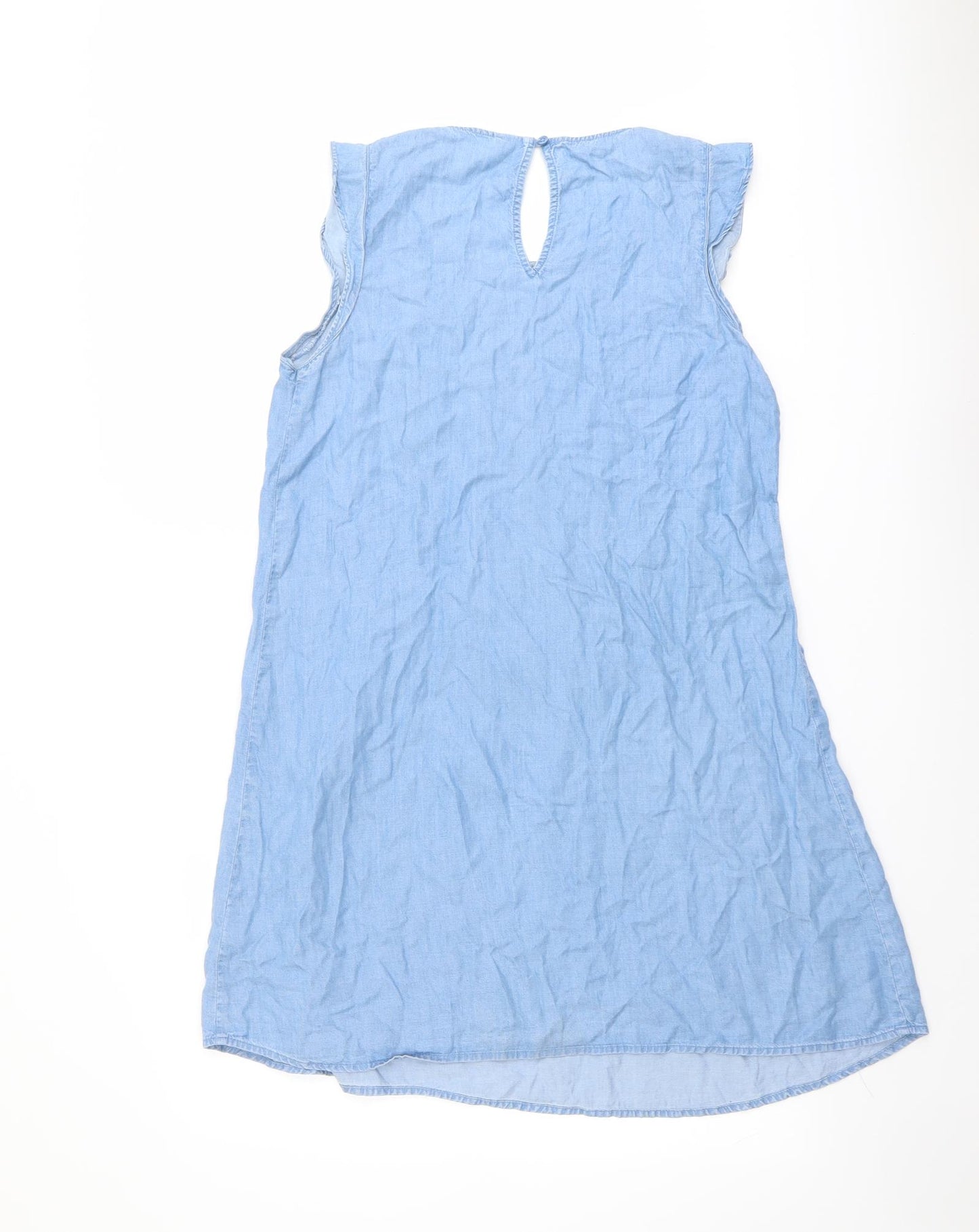 Old Navy Womens Blue Lyocell Tank Dress Size M Round Neck Button