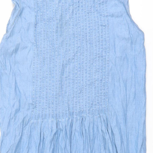Old Navy Womens Blue Lyocell Tank Dress Size M Round Neck Button