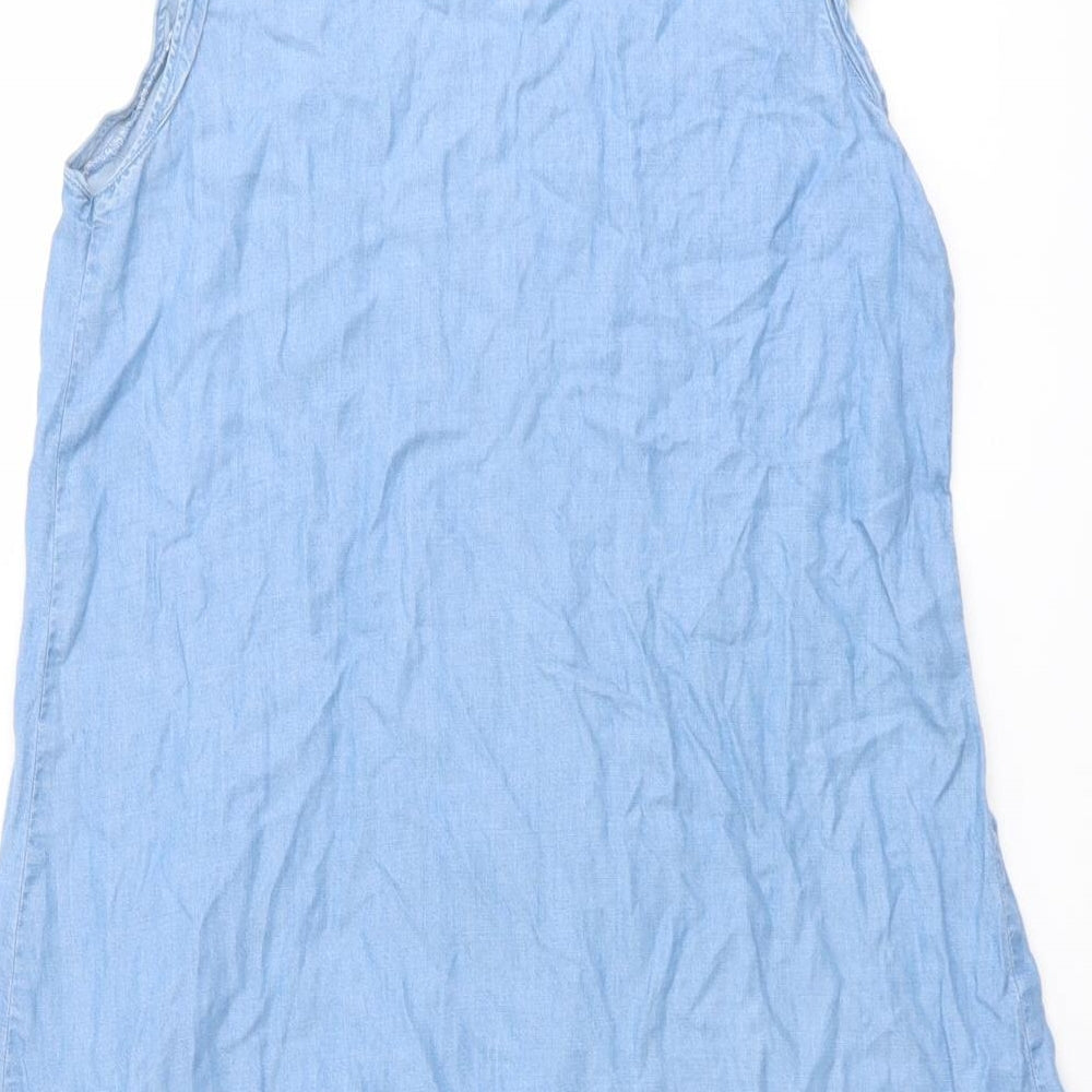 Old Navy Womens Blue Lyocell Tank Dress Size M Round Neck Button