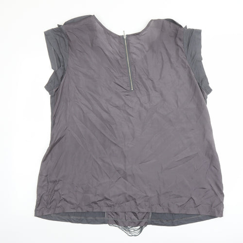 Anna Scholz Womens Grey Silk Basic Blouse Size 22 Round Neck