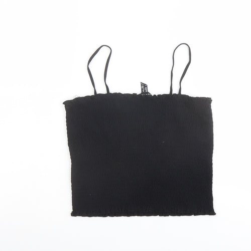 New Look Womens Black Cotton Basic Tank Size 12 Square Neck