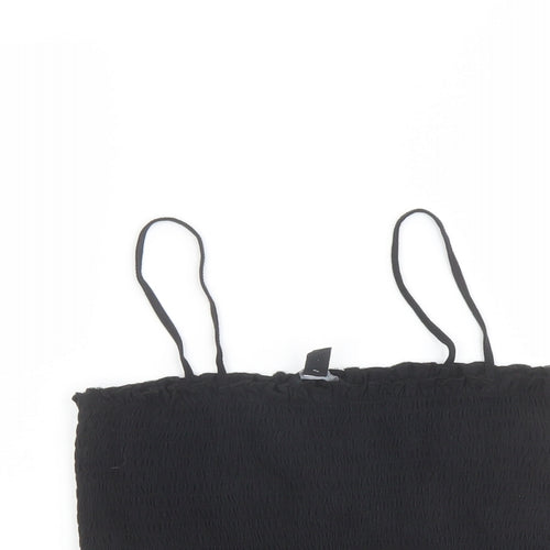 New Look Womens Black Cotton Basic Tank Size 12 Square Neck