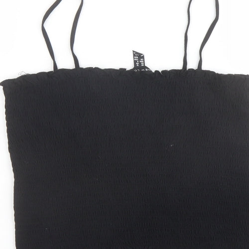 New Look Womens Black Cotton Basic Tank Size 12 Square Neck