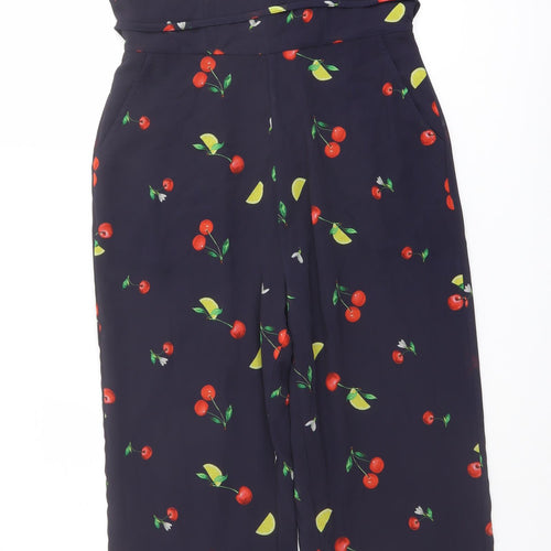 Sosandar Womens Blue Geometric Polyester Jumpsuit One-Piece Size 10 Zip - Cherry & Lemon
