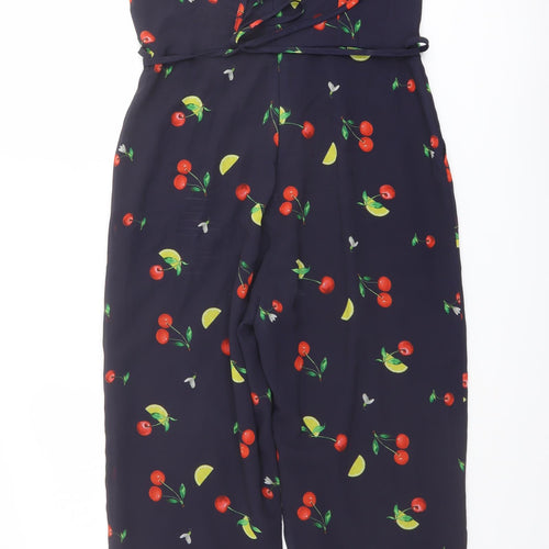 Sosandar Womens Blue Geometric Polyester Jumpsuit One-Piece Size 10 Zip - Cherry & Lemon