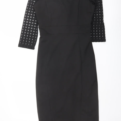 Jane Norman Womens Black Polyester Pencil Dress Size 12 Boat Neck Zip