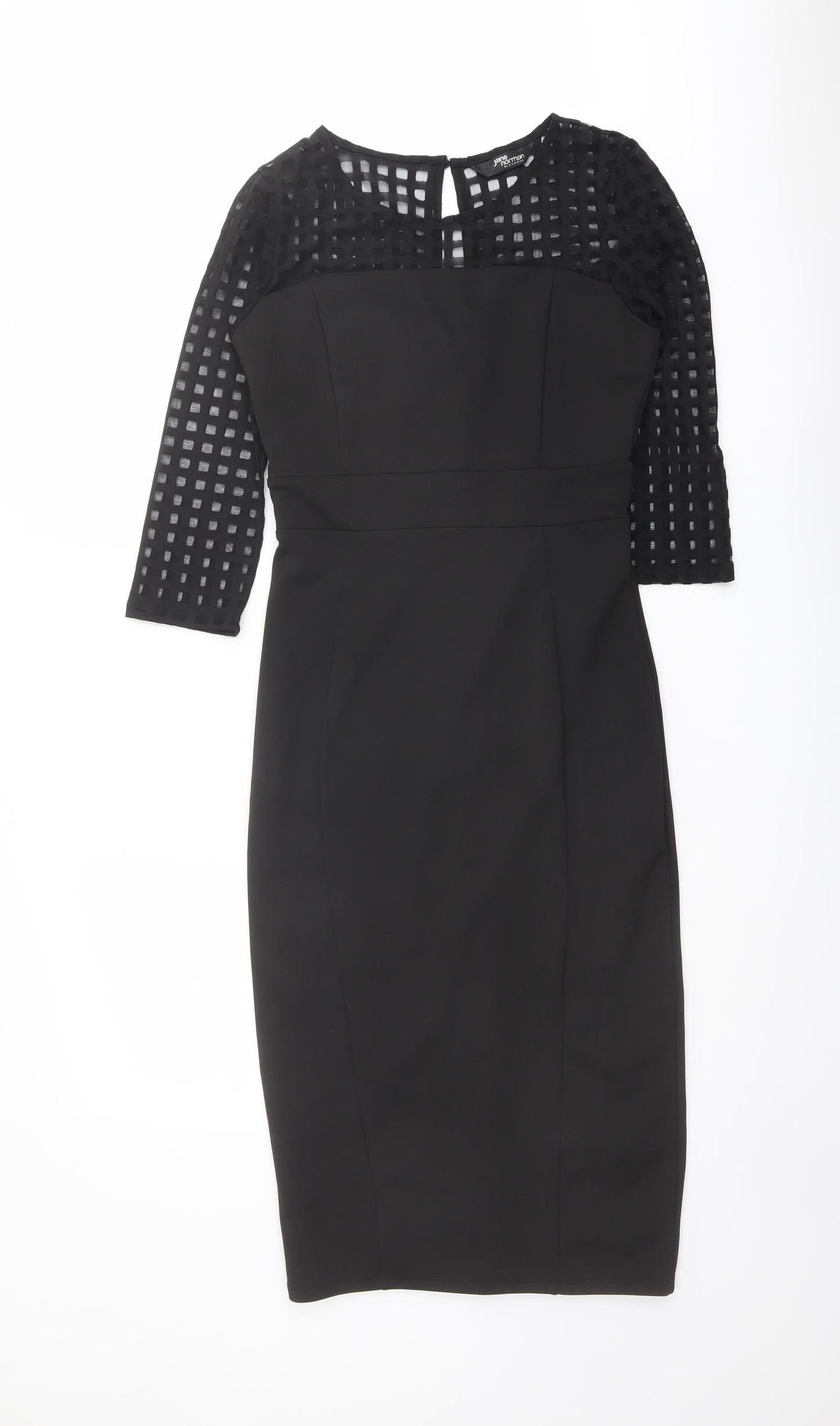 Jane Norman Womens Black Polyester Pencil Dress Size 12 Boat Neck Zip