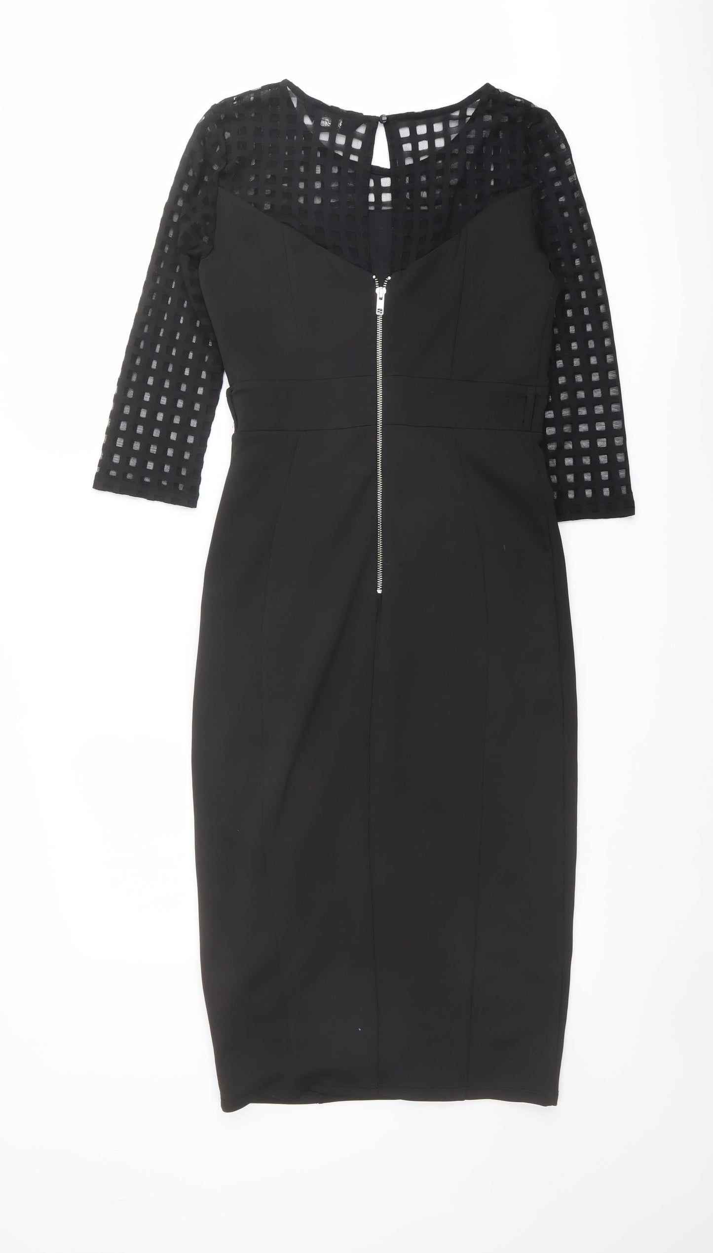 Jane Norman Womens Black Polyester Pencil Dress Size 12 Boat Neck Zip
