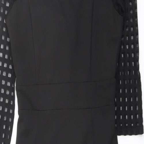 Jane Norman Womens Black Polyester Pencil Dress Size 12 Boat Neck Zip