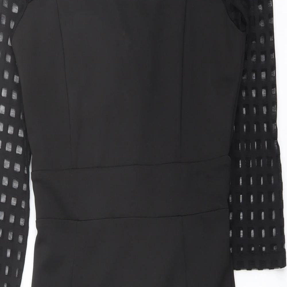 Jane Norman Womens Black Polyester Pencil Dress Size 12 Boat Neck Zip