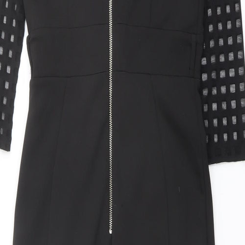Jane Norman Womens Black Polyester Pencil Dress Size 12 Boat Neck Zip