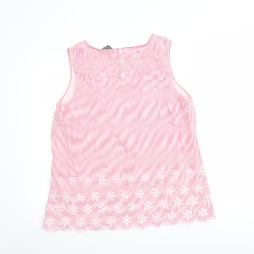 Per Una Womens Pink Striped Cotton Basic Tank Size 16 Round Neck