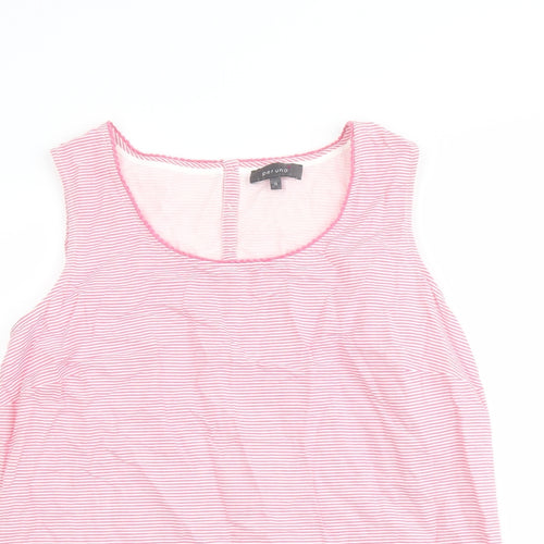 Per Una Womens Pink Striped Cotton Basic Tank Size 16 Round Neck