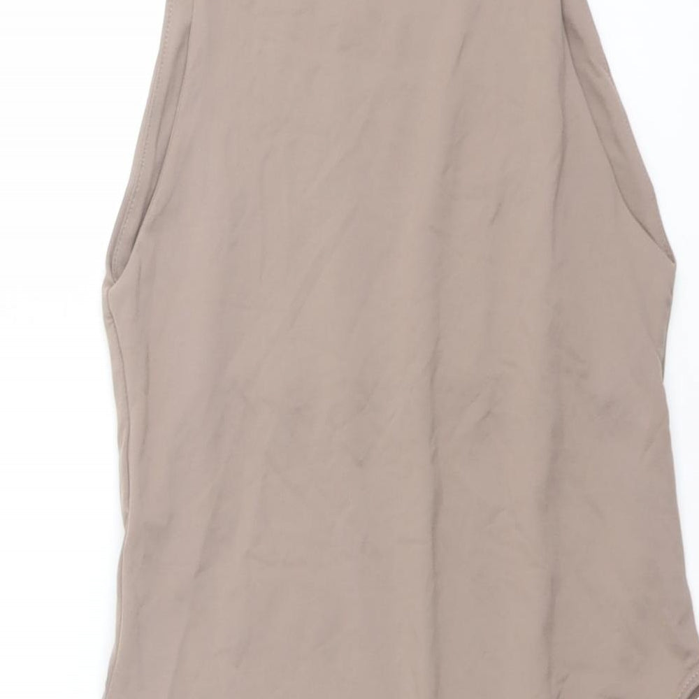 Zara Womens Beige Polyamide Bodysuit One-Piece Size M Snap