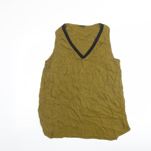 River Island Womens Green Viscose Basic Tank Size 14 V-Neck