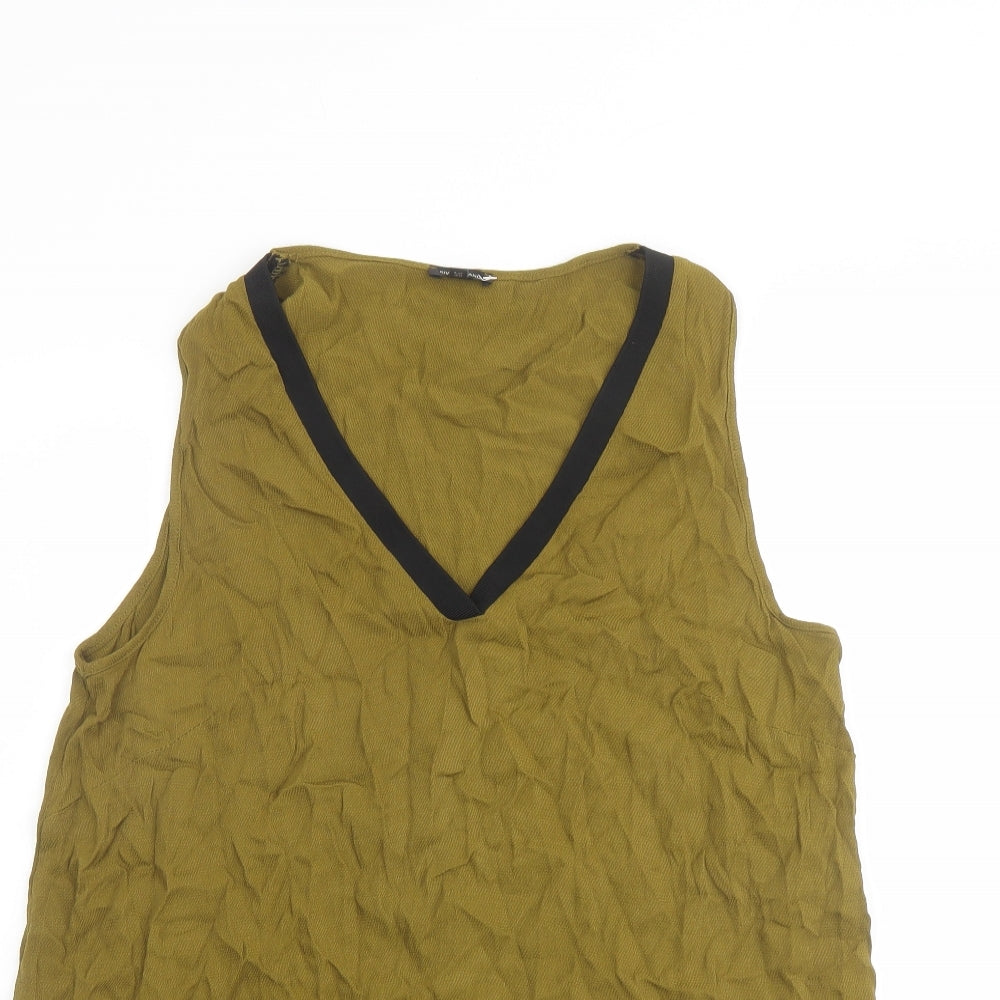 River Island Womens Green Viscose Basic Tank Size 14 V-Neck