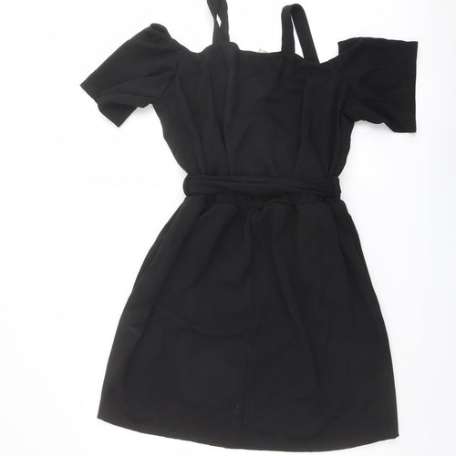 Boohoo Womens Black Polyester Mini Size 18 Off the Shoulder Pullover