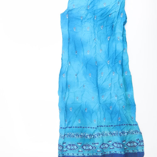 New Look Womens Blue Floral Viscose Shift Size 10 Boat Neck Pullover