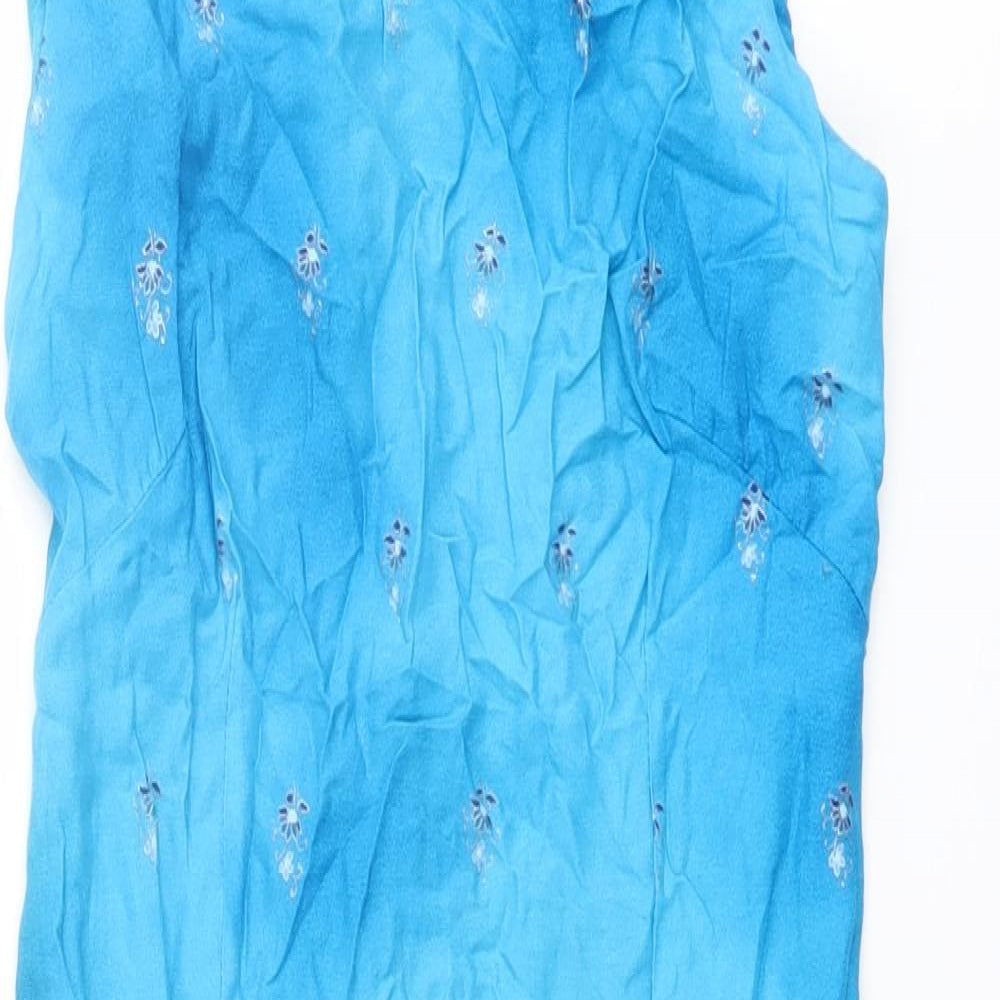 New Look Womens Blue Floral Viscose Shift Size 10 Boat Neck Pullover