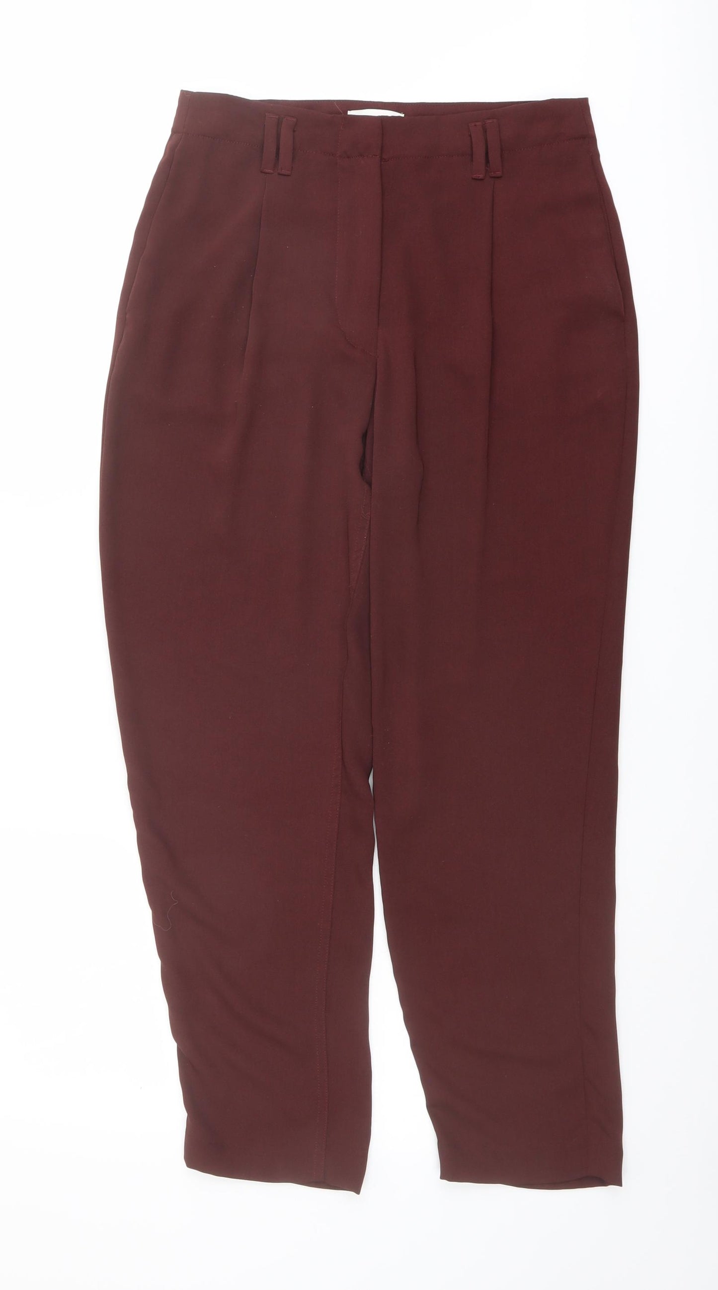 H&M Womens Red Polyester Carrot Trousers Size 8 L24 in Regular Button