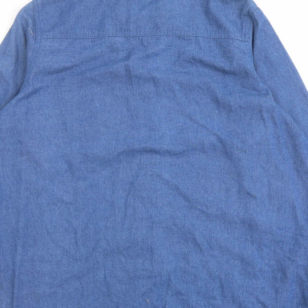 Klass Womens Blue Geometric Cotton Basic Button-Up Size 18 Collared